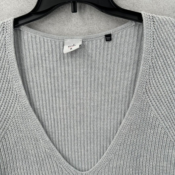 CAbi Sweater Womens MEDIUM V‎ Neck Pullover Cloud Gray Side Zip - Picture 7 of 12